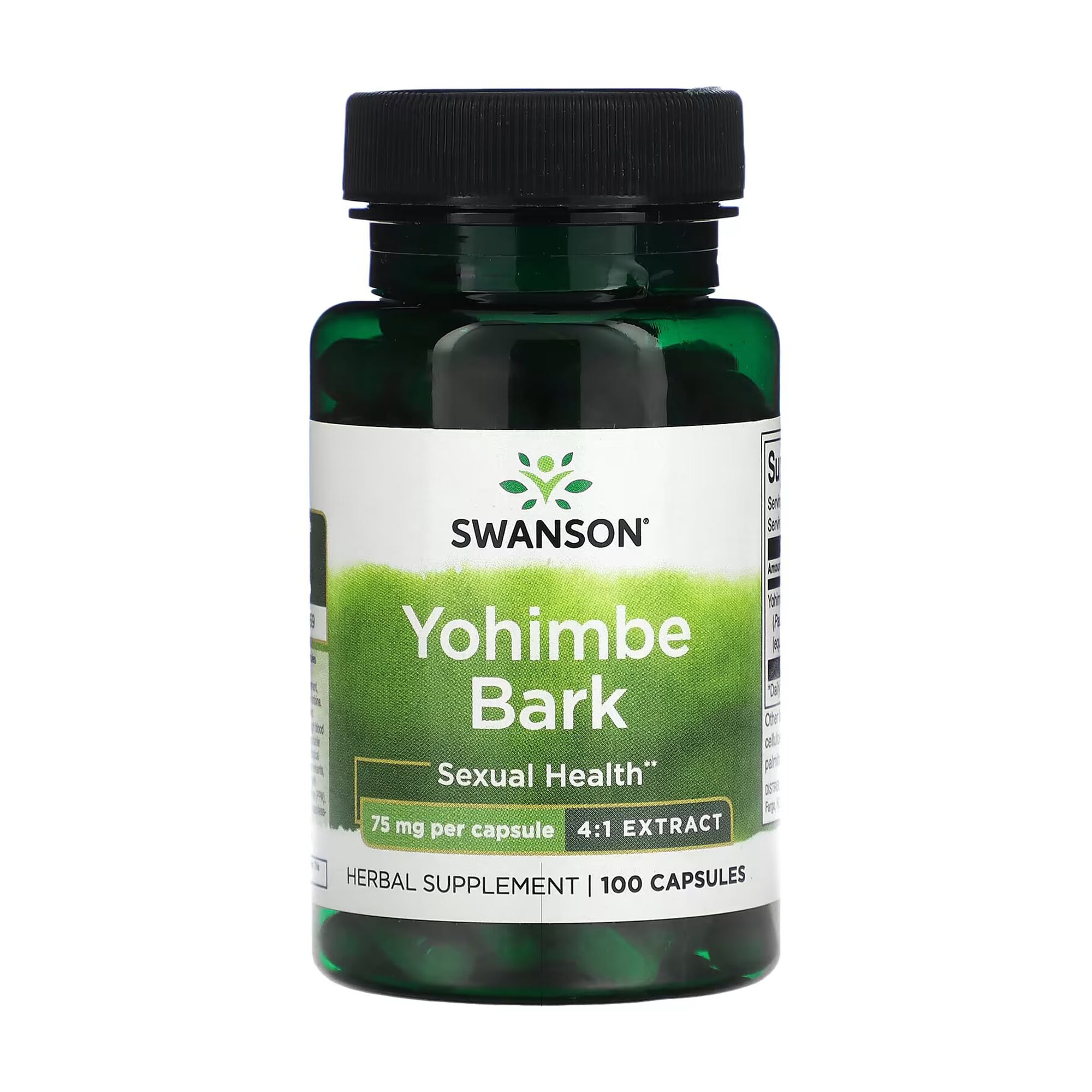 Кора йохімбе Swanson Yohimbe Bark - 4:1 Extract 75 мг, 100 капсул