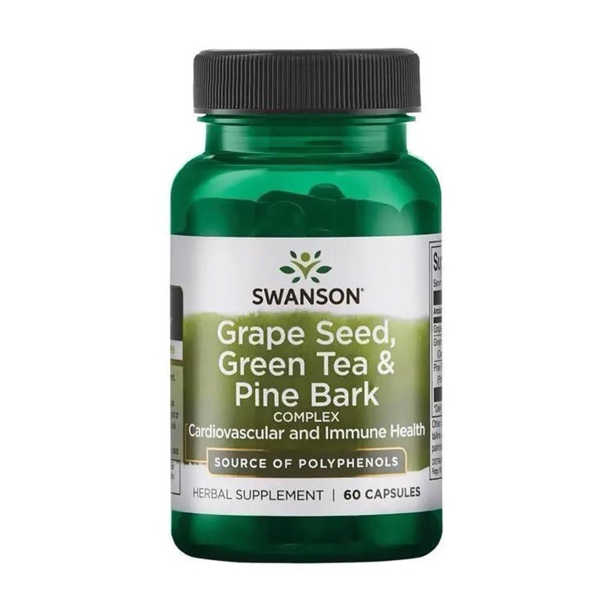 Зелений чай Swanson Grape Seed Green Tea &amp; Pine Bark з виноградних кісточок і соснова кора, 60 капсул